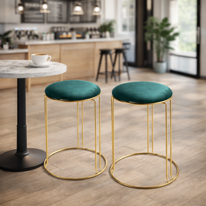 2 Piece Green Stool with Gold Stand by Sona Casa