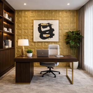 3D PVC Wall Panel, Gold, 4 Block by Sona Casa