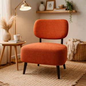 Comfortable Orange Fabric Accent Chair for Lounge, Home, Office, Living Room, Hotel Decor by Sona Casa