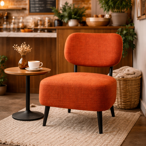 Comfortable Orange Fabric Accent Chair for Lounge, Home, Office, Living Room, Hotel Decor by Sona Casa