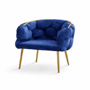 Royal Blue Velvet Accent Bubble Chair, Glam Gold Frame, Home Office Hotel Lounge Bar Living Room Decor by Sona Casa