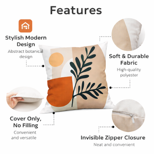 Modern Minimalist Square Cushion Cover, 17 x 17 Inch Farmhouse Bohemian Decorative Pillowcase for Living Room Bedroom by Sona Casa