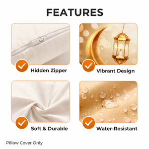 Modern Minimalist Square Cushion Cover, 17 x 17 Inch Decorative Pillowcase for Living Room Bedroom, Ramadan Gift by Sona Casa