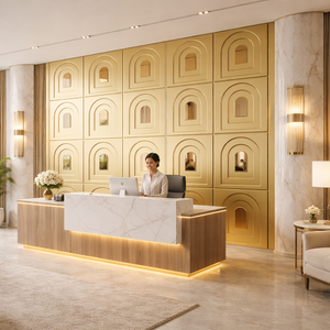 3D Gold PVC Wall Panels with Mirror, Set of 10 pcs by Sona Casa