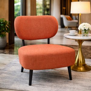 Comfortable Orange Fabric Accent Chair for Lounge, Home, Office, Living Room, Hotel Decor by Sona Casa