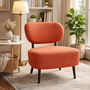 Comfortable Orange Fabric Accent Chair for Lounge, Home, Office, Living Room, Hotel Decor by Sona Casa