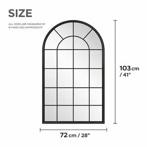 Arch Window Mirror, 103 cm Large Black Decorative Wall Mirror for Living Room, Hallway & Bedroom by Sona Casa