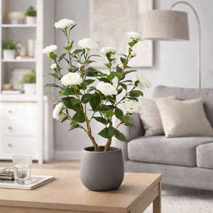 Decorative Artificial Rose Plant, 90 cm High, Indoor Home Office Decor, Zero Maintenance Ornament by Sona Casa