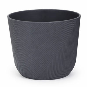Modern Round Plastic Planter, 12-Inch Slate Gray Flower Pot, Home Office Garden Patio Porch Decor by Sona Casa