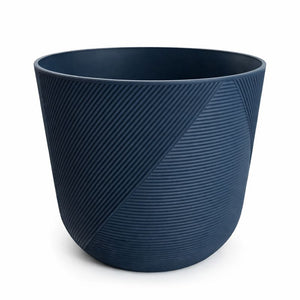 Modern Round Plastic Planter, 12-Inch Blue Flower Pot for Herbs and Ornamental Plants, Home Office Garden Decor by Sona Casa