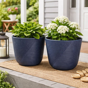 2 blue planter pot sets by Sona Casa