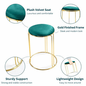 2 Piece Green Stool with Gold Stand by Sona Casa