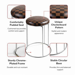 2 Piece Brown Stool with Silver Stand by Sona Casa