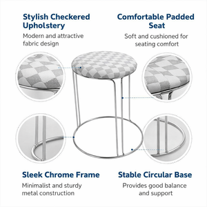 2 Piece White Stool with Silver Stand by Sona Casa