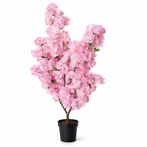 5 ft Tall Faux Pink Sichuan Cherry Blossom, Nearly Natural Large Artificial Tree, Indoor Decor for Living Room, Office, Patio-Sona Casa