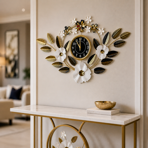 Large Gold Metal Wall Clock with V-Shaped Design, Modern Minimalist Decorative Timepiece for Living Room or Office