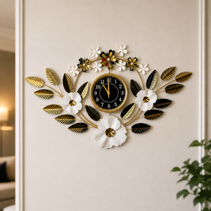 Large Gold Metal Wall Clock with V-Shaped Design, Modern Minimalist Decorative Timepiece for Living Room or Office
