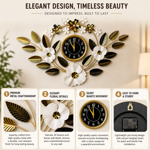 Large Gold Metal Wall Clock with V-Shaped Design, Modern Minimalist Decorative Timepiece for Living Room or Office