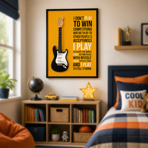 60x80cm 3D Guitar Wall Art Sculpture in Black Finish for Music Room Home Decor