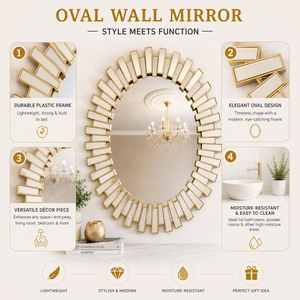 Elegant Small Gold Oval Wall Mirror 80x60cm – Premium Decorative Accent for Home & Living Spaces by Sona Casa
