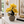Tall Brown Ceramic Vase with Yellow Artificial Floral Arrangement, Modern Rustic Home Decor, 17x42cm