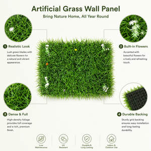Modern Green Artificial Grass Wall Panels for Indoor Vertical Garden Decor, 40x60cm Natural Faux Plant Finish by Sona Casa