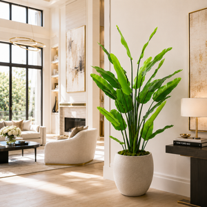 2.1 Meter Tall Artificial Traveler Banana Tree with 5 Branches and 22 Green Leaves – Lush Tropical Indoor Home Decor Plant