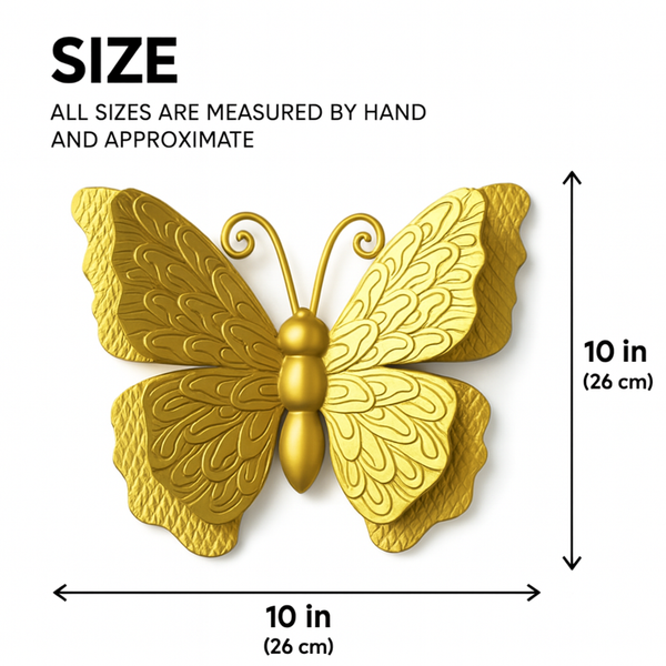 4 Piece Gold Butterfly Wall Decor Set, 3D Metallic Wall Sculpture & Mirrored Accents, Modern Glam Home Decor for Bedroom, Living Room, Nursery-Sona Casa