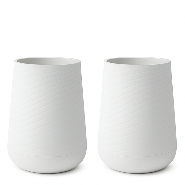 Set of 2 Modern Tall White Indoor Self Watering Decorative Planter, 19 in Contemporary Flower Pot Home, Office Decoration, Gift-Sona Casa