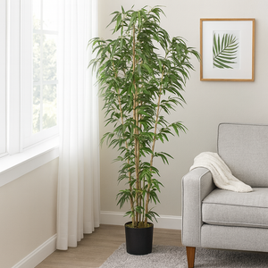 Artificial Bamboo Tree 4 ft Tall, Indoor Silk Bamboo, Realistic Fake Plant for Living Room Office Home Decor-Sona Casa