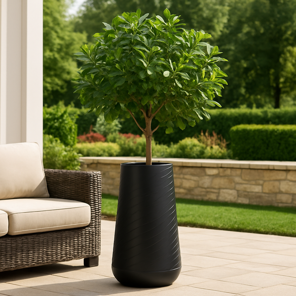 Tall Black Indoor Decorative Planter, 27" Modern Minimalist Self Watering Pot, Home, Front Porch, Patio, Backyard & Garden Décor-Sona Casa