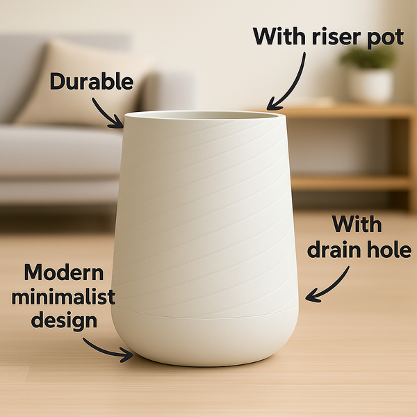 Modern Tall White Indoor Self Watering Decorative Planter, 19 in Contemporary Flower Pot Home, Office Decoration, Gift-Sona Casa