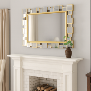 Elegant Gold Frame Decorative Wall Mirror, Lightweight Glass, Vertical & Horizontal Hanging, Premium Home Decor Gift-Sona Casa
