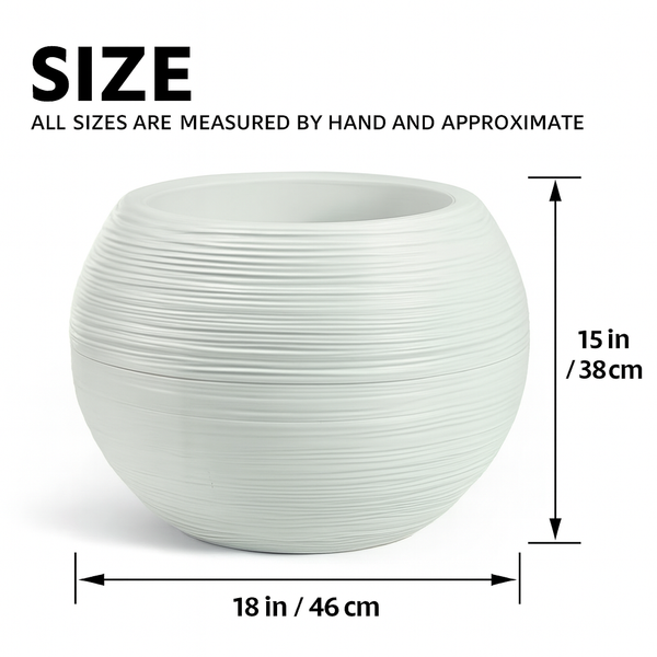 Round White Self Watering Plant Pot, Indoor Home, Office, Patio, Front Porch, Decor, 18" Succulent Planter-Sona Casa