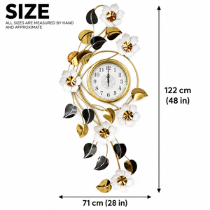 Gold, White and Silver Floral Wall Clock-Sona Casa