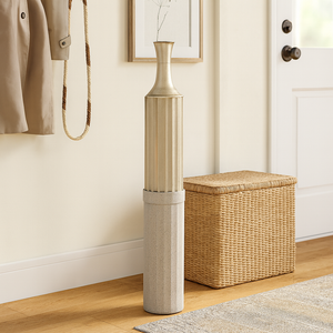 Decorative Metal Tall Floor Vase, 42" High Indoor Decor, Handcrafted Gold Accent Home Office Pot for Pampas Grass by Sona Casa