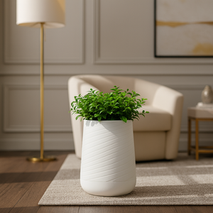 Modern Tall White Indoor Self Watering Decorative Planter, 19 in Contemporary Flower Pot Home, Office Decoration, Gift-Sona Casa