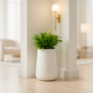 Modern Tall White Indoor Self Watering Decorative Planter, 19 in Contemporary Flower Pot Home, Office Decoration, Gift-Sona Casa
