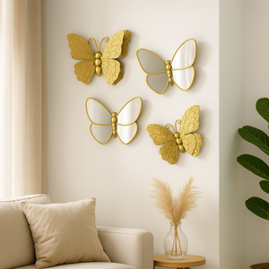 4 Piece Set Decorative Gold Butterflies for Wall Sculpture Decor-Sona Casa