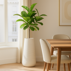 Tall White Indoor Decorative Planter, Modern Contemporary Self Watering Pot Home, Porch, Patio Decor Gifts-Sona Casa