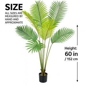 Artificial Areca Palm Tree with Black Sturdy Base, 5 ft Nearly Natural Look & Touch, Lifelike Leaves, Home Office Indoor Decor-Sona Casa