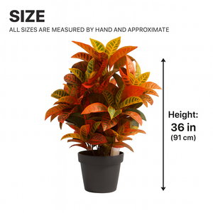 Artificial Croton Plant Indoor Decorative Tree, 3 ft Multicolor Tall Plant for Living Room, Office, Indoor Space-Sona Casa