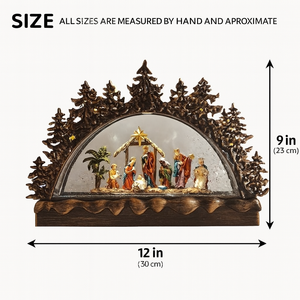 Christmas Nativity Snow Globe Light Up Musical Xmas Decor Gift USB Battery Powered Table Religious Home Office Decor-Sona Casa