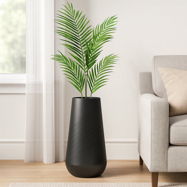 Tall Black Indoor Decorative Planter, 27" Modern Minimalist Self Watering Pot, Home, Front Porch, Patio, Backyard & Garden Décor-Sona Casa