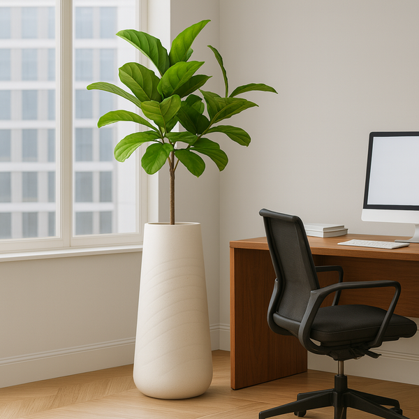Tall White Indoor Decorative Planter, Modern Contemporary Self Watering Pot Home, Porch, Patio Decor Gifts-Sona Casa