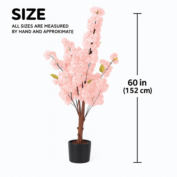 Large Nearly Natural Fake Light Pink Sichuan Cherry Blossom, 5 ft Lifelike Tall Artificial Tree, Indoor Decor for Living Room, Office, Patio-Sona Casa