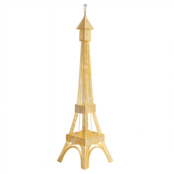 Tall Eiffel Tower LED Floor Lamp 63 inch Modern Decorative Paris France Model with Gold Frame & White LED Ambient, Home Decor Lighting, Remote Control-Sona Casa