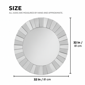 Large Round Silver Glass Mirror, Modern Frameless Wall Mirror, 80cm Diameter, Easy to Install Home Decor-Sona Casa