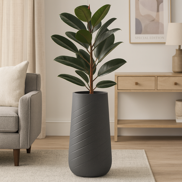 Modern Tall Black Indoor Self Watering Decorative Plant Pot, 33 in Contemporary Flower Pot Home, Office, Garden Decoration, Gift-Sona Casa