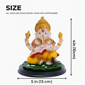 Small Ganesha Idol, 4" Indian Lord Ganesh Statue For Home Office Car Dashboard Pooja Decor, Diwali Gifts